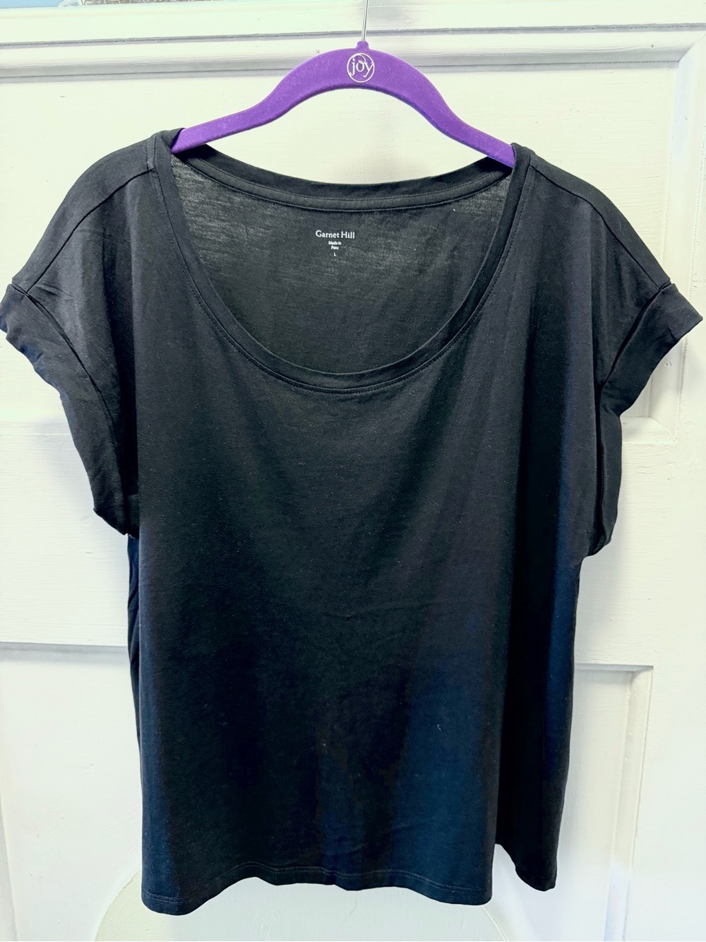 Garnet Hill Black Scoop Neck Short Sleeve Tee